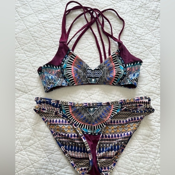 Anthropology RED CARTER TRIBAL DAZE STRAPPY top and bikini bottom size XS - Picture 1 of 5